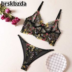 Soutien-gorge Ensembles Brskbzda Noir Sexy Intime Transparent Lingerie Fantaisie Sous-Vêtements Non Censuré Érotique Sheer Dentelle Chaude Soutien-Gorge Ensemble Femmes 2 Pièces Q230922