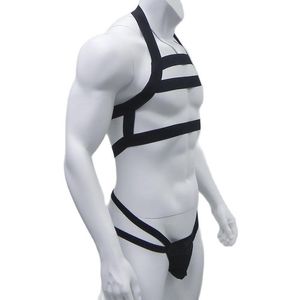 Conjuntos de sujetadores, tangas, conjunto de arnés de Tanga, lencería para Hombre, cuerpo, pecho, correas, Bondage, Sexy, elástico, suspensorio, traje de Club, Arnes Hombre