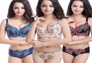 Bras Sets Women Sexy Full Bra Full Set Floral Bordery Wire Push Up Strap Ajetable Breve A B C CUP 32 34 36 38 409003023