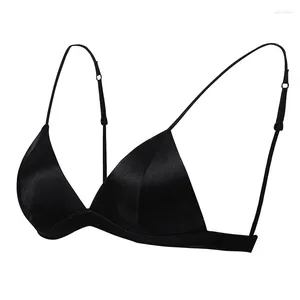 Bras Sexy 88% Seda natural 12% spandex Sin alambre Fino Acolchado Todos los días Bralette Blanco Negro Rosa Ropa interior