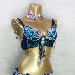 Sujetadores sexys para mujer, trajes de danza del vientre con lentejuelas y cuentas, trajes de bailarina profesional, Tops de carnaval en tallas de EE. UU.