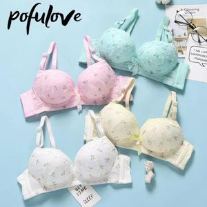 BRAS Teen Girl Soutien-gorge Rose Kawaii Dentelle Floral Push Up Bralette Sans Fil Sous-Vêtements Sans Soudure Brassière Étudiant Lingerie Mignon 75 A B