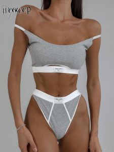 Bras Weekeep Sporty Bra Femmes Femmes Wire Free Cutout Brasheres and ing Low Rise Panties transpire en deux pièces