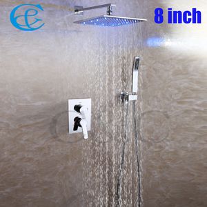 Support de douche à main en laiton, pluie 3 couleurs, ensemble de pomme de douche LED sensible à la température, salle de bain, robinet mitigeur de douche 002V-8/10/12-2G