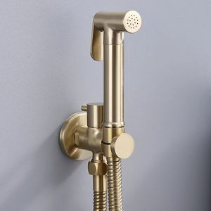 Ensemble de pulvérisateur de bidet de toilette à main en laiton, accessoires, robinet de bidet noir pour salle de bains, pulvérisateur à main, douche, Jet autonettoyant, or 240118