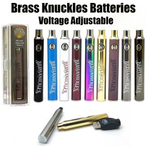 Brass Knuckles Batería 650 mAh 900 mAh Vape Precalentamiento Baterías de voltaje variable para 510 Tanque de cartucho de aceite grueso 9 colores E Cigs Pluma VS galletas Pantalla de vértice Batería