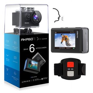 Brave 6 AKASO WiFi Caméra d'action 4K 20MP Commande vocale EIS 30m Caméra étanche Télécommande Enregistrement vidéo Caméra Sport Cam 210319