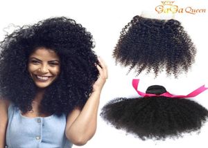 Paquetes de cabello rizado afro brasileño con cierre Afro rizado sin procesar con cierre de encaje 4x4 Cabello humano brasileño Exten3400629