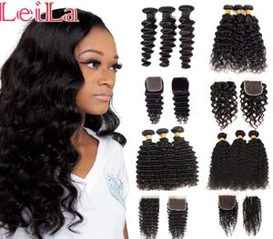 Brasileño Huam Hair Bundles with Closure 8amalaysian Deep Deep Deep De Deep Jerry Water Cabellado Cabello rizado 3 Bundles con C9666477