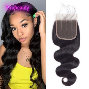 Brazilian Human Hair 5 Pcs Lace Closure Body Wave Virgin Hair 5X5 Closures Silky Straight Free Middle Three Part Natural Color Yirubeauty
