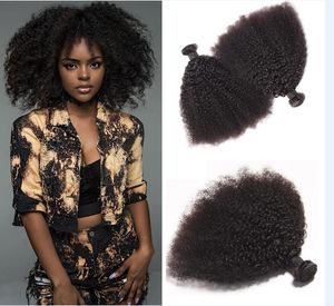 Brésilien Humain Remy Vierge Cheveux Afro Crépus Bouclés Cheveux Tisse Extensions de Cheveux Couleur Naturelle 100g/bundle Double Trames 3 Bundles/lot