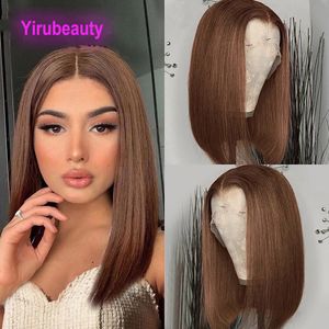 Brasileño Human Virgin Hair 13x4 Lace Front Wig Bob 4# Color Chocolate 10-18 pulgadas Malasia de encaje Bob Wigs 130% 150% 180% Densidad