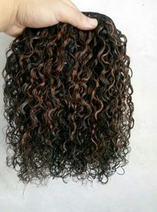 Brésilienne Vierge Humaine Cheveux Naturel Noir 1b # / Brun Moyen 4 # Cheveux Trame Extensions de Cheveux Humains Double Dessiné