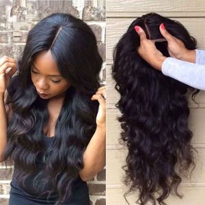 Brésilien humain vierge Remy cheveux ondulés Style couleur noire naturelle 130% Desnity Lace Front Full Lace Wigs