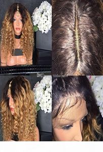 Brésilien Ombre Cheveux Humains Lâche Bouclés Perruque 150 Densité Blond Ombre Dentelle Perruque 1bT27 Ombre Pleine Dentelle Perruques Avec Des Racines Foncées Blonde Cheveux5401199