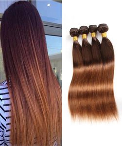 Brésiliens brésiliens Bounles de cheveux humains marron foncé colorés 430 Two Tone Vierge Cair tisser entiers ombre Extensions de cheveux humains2033244