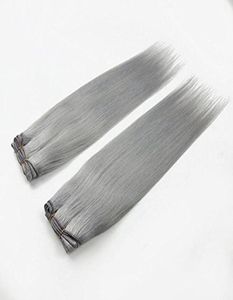 Tissage de cheveux humains brésiliens vierges lisses, gris argenté, lot de 2, 100gpièce, 1403903928039039 grand-mère gris Ha7613440