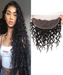 Brazilian Unprocessed Human Hair 13X4 Lace Frontal Water Wave Pre Plucked Virgin Hair Top Closures 1024Inch Ear To Ear Frontal5029339