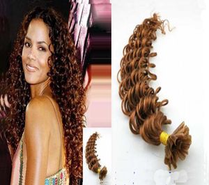 Extension de cheveux humains brésiliens vierges bouclés fusion profonde vague u pointe extension de cheveux 100g 100s extensions de cheveux pré-collées curly7267521