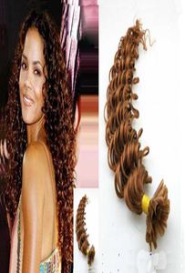 Brésilien Virgin Curly Fusion Heuvraine Boucée profonde U Tip Hair Extension 100g 100s Extensions de cheveux pré-liés Curly1382418