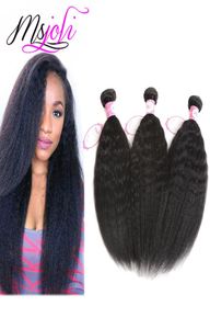 Pelo virginal brasileño Cabello humano Kinky Straight Yaki Color natural 3 paquetes 3 picslot Queen Hair Doble trama de la Sra. Joli6865337