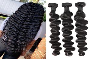 Brésilien Vierge Cheveux Humains Weave 3 Bundles Corps Droit Lâche Vague Profonde Bouclés Pas Cher 9A Péruvien Brut Indien Extensions de Cheveux Whole9337100