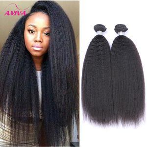 Brésilien Vierge Cheveux Weave Bundles Kinky Straight 8A Péruvien Malaisien Indien Mongol Italien Grossier Yaki Extensions de Cheveux Raides