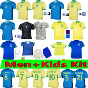 Brasils Productos de alta calidad Jersey Copa America Cup Neymar Vini Jr Kit Kit Kit Sets Brasil Camisa de fútbol del equipo nacional 24/25 a casa Rodrygo Martinelli