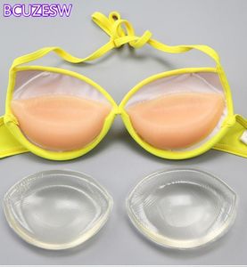 Breast Pad Dropship 1 Pair Push Up Silicone Triangle Bikini Swimsuit Bra Insert Pads Pasties Invisable Enhancer Lingerie 230628