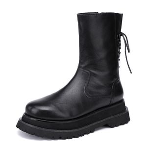 Bottines de créateurs de haute qualité pour hommes, bottes colorées à tête ronde, semelle épaisse, bottes de luxe élastiques surélevées, chaussures à lacets, bottes de combat à fermeture éclair réglables