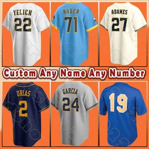 Cerveceros Corbin Burnes Béisbol Christian Yelich Milwaukee Jerseys Willy Adames Josh Hader Luis Urias Robin Yount Hunter Renfroe Tyrone Taylor Jace Peterson Wong