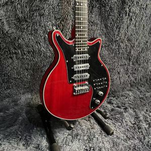 Brian May Guitare électrique Corps solide Touche en palissandre Couleur rouge Floyd Tremolo Bridge 3 Burns Pickups Guitarra de haute qualité Livraison gratuite peut être personnalisé