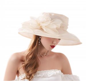 Accessoires de cheveux de mariée Chapeau de mariée Fleur Coiffe Dames Robe De Mariage Organza Caps Église Chapeau De Bal Fascinator Femmes Chapeaux Ken9270224