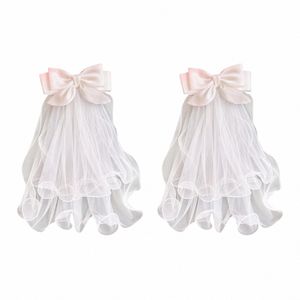 Bridal Hair Bow Veils Veils à deux niveaux pour la photographie, les fêtes, les mariages bon artisanat léger Accory de cheveux J8JU élégant #