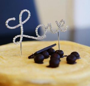 Lettre d'amour nuptiale Hingestone Wedding Birthday Party Anniversary Cake Topper Party Supplies Cake Accessory Decoration Dîner décor Silver