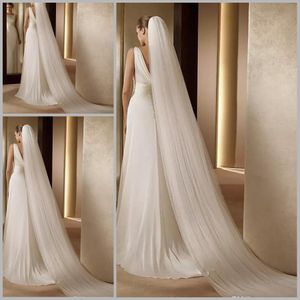 Veille de mariée longue Veille de mariage simple blanc / ivoire avec peigne voile de la cathédrale pour la mariée velo de novia accessoires pas cher 300 cm