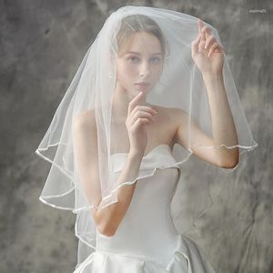 Voiles de mariée 2 niveaux Tulle avec peigne pour enterrement de vie de jeune fille mariage simple court 2 niveaux livraison directe