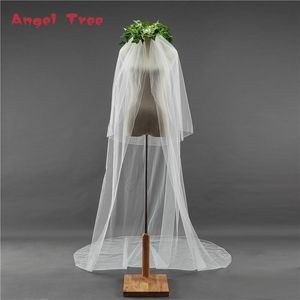 Velos de novia Angel Tree Estilo simple Accesorios de boda 3M Largo 1.5M Ancho Dos capas Borde de lápiz Velo de cola con peine