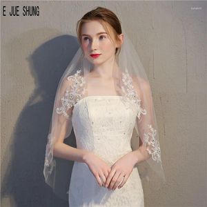 VELES DE NADRO E JUE SHUNG Wedding Short One Layer Women Women Veil Lace Appliques 2024 Accesorios Velos de Novia