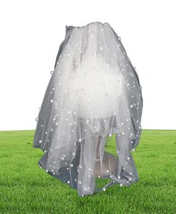 Bridal Veils Nzuk Full With Pearl Short Wedding Velo Design Velos de Novia Vail Headwear2048704