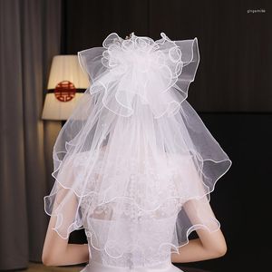 Voiles de mariée Voile de mariage en tulle à volants pour la mariée Asie Femmes Japon Corée Accessoires de mariage avec peigne