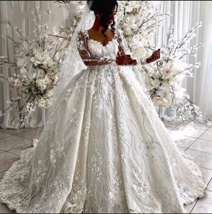 Vestidos de novia de novia Línea A elegante hombro apliques tren Vestidos de boda Dubai Madre Vestidos de novia Vestidos