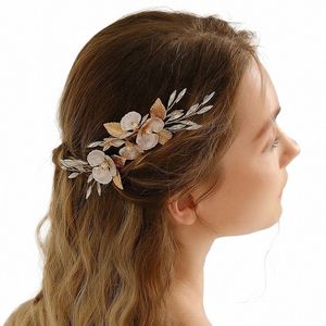 Bridal Wedding Hair Acntices Metal Metal Fr Leaf Hair Combs Clips For Women Party Bride Headpice Bridesmaid Gift M29i #