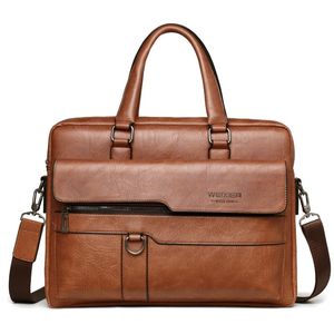 Briefcases 2022 Men Briefcase Bag High Quality Business PU Leather Shoulder Messenger Bags Office Handbag 14 Inch Laptop