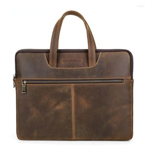 Porte-documents Design Véritable cuir de vachette pour hommes Business Laptop Bag Bandoulière Sacs à bandoulière Fashion Luxury Designer Porte-documents de haute qualité