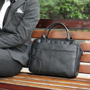 Maletines Luufan Bag Men Leather Laptop para documentos Hombres Genuine Business Work Office Bags Totes 8628
