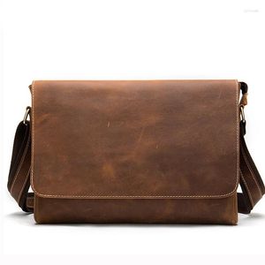 Maletines Luufan Crazy Horse Leather Men's Laptop Bag Bolsas de oficina para hombres Cover Messenger Computer