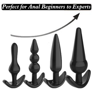 Slips Culottes 4PcsLot Silicone Butt Plug Mâle Anus Prostata Masseur Anal Perle Dilatateur Sex Toy Pour Femmes Gay Érotique Lavement Perles 230824