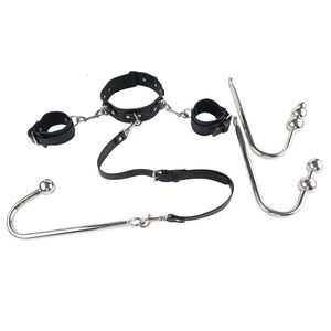 Calzoncillos Bragas Gancho anal Bdsm Hancuffs y Collar Juguetes sexuales para hombre Mujer Dispositivo de castidad a tope de metal BDSM Pareja gay 230821