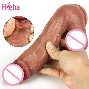 Briefs&Panties Briefs Panties Skin Feeling Realistic Penis Soft Sexy Huge Dildo Female Masturbator Doublelayer Silicone Suction Cup Dildos for Wo